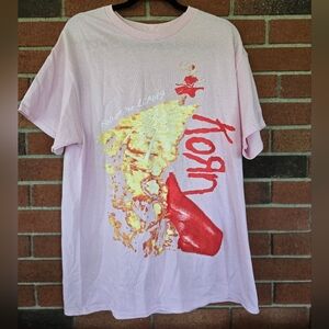 Korn Follow The Leader Graphic T-shirt Adult Large Pink Music